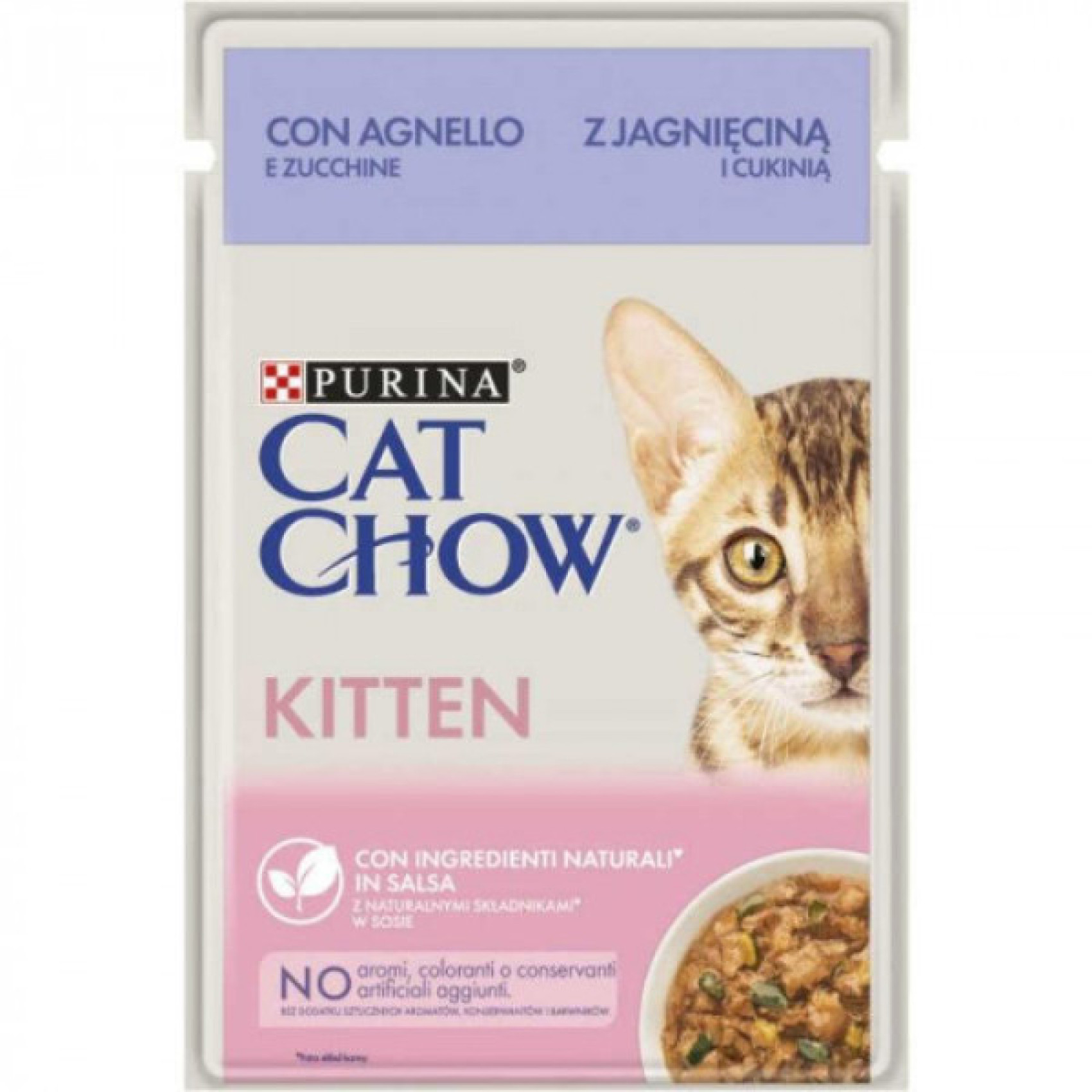 Купити Вологий корм Purina Cat Chow (Кет Чау) для кошенят, з ягням і цукіні, шматочки в желе 85 г*26 шт.