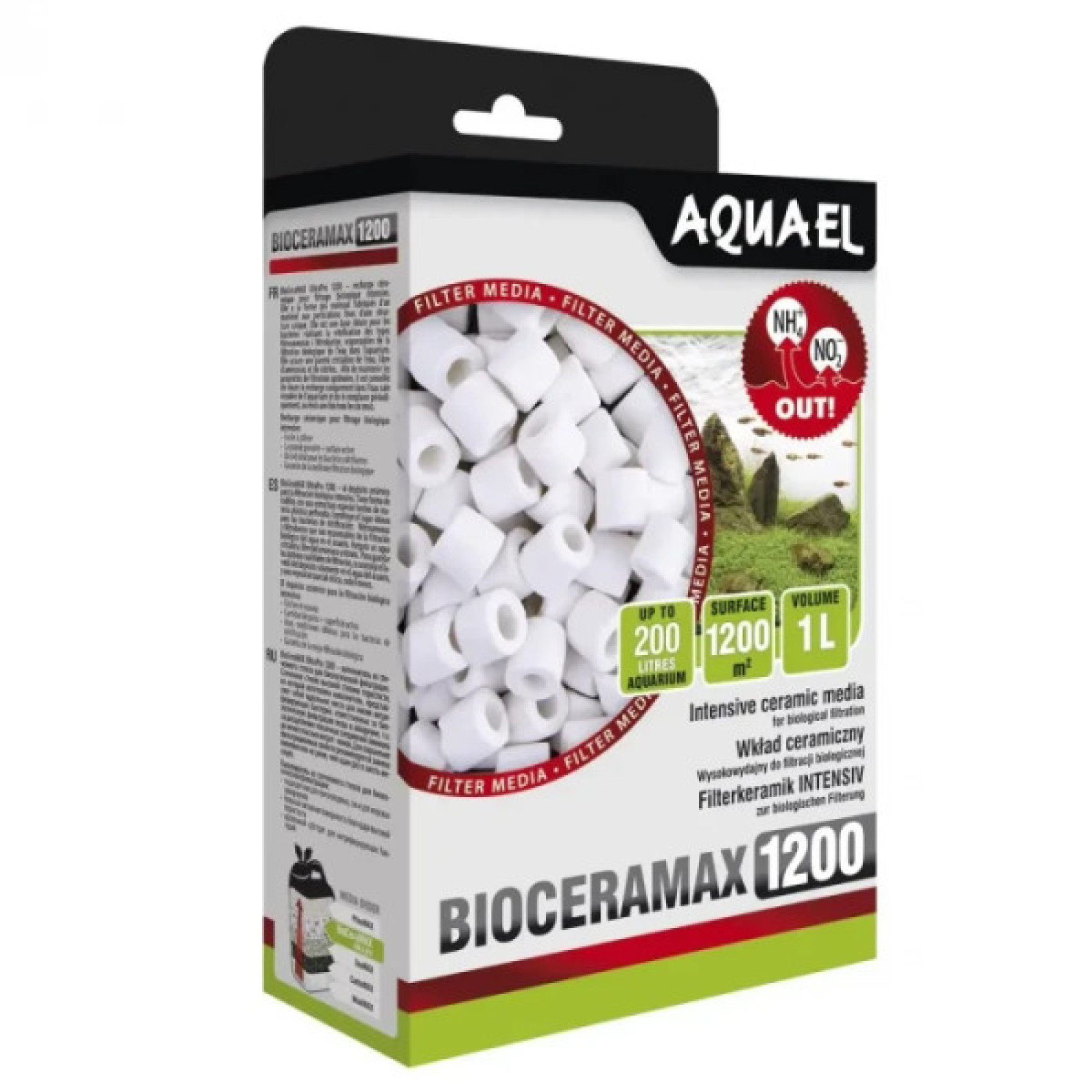 Купити Наповнювач для фільтра Aquael « BioCeraMax 1200» керамічні кільця 1 л
