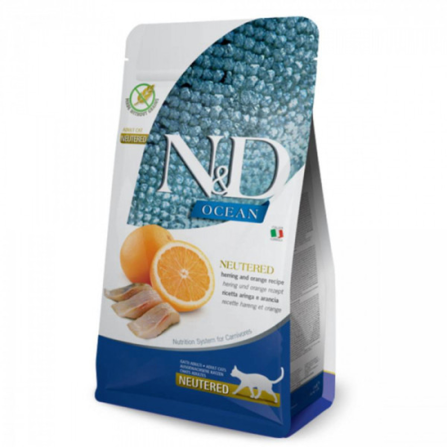 Купити Беззерновий сухий корм Farmina N&D Ocean Herring&Orange Neutered для стерилізованих котів, з оселедцем та апельсином, 300 г