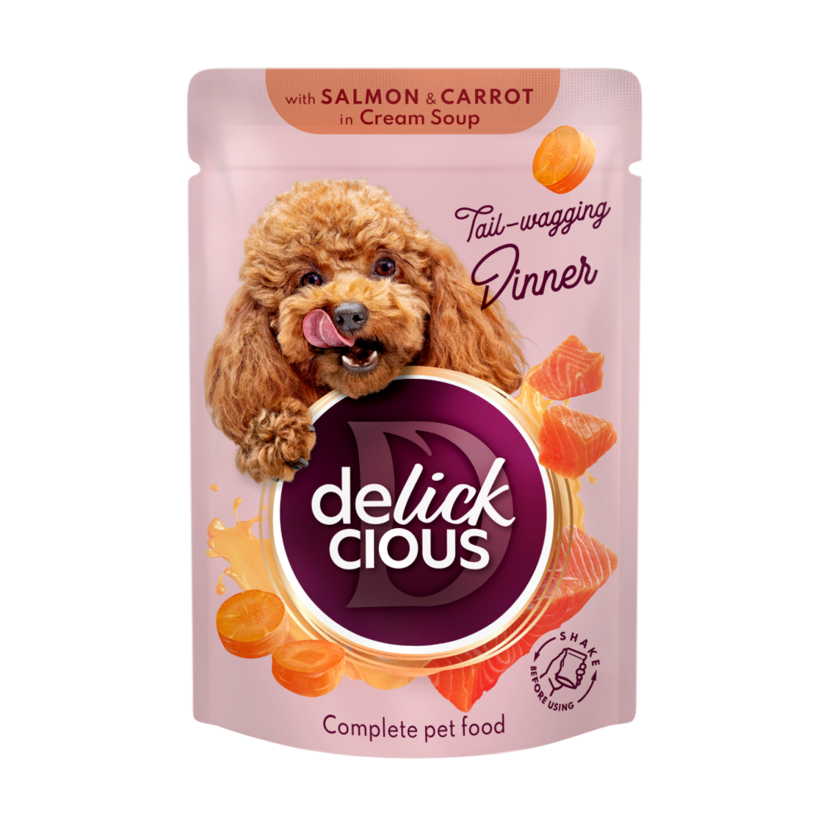 Суп для собак Delickcious 85 г - лосось и морковь 12шт