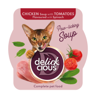 Суп для кошек Delickcious 80 г - курица, томат и шпинат