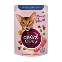 Вологий корм для котів Delickcious 80 г - качка та лісові ягоди 12шт