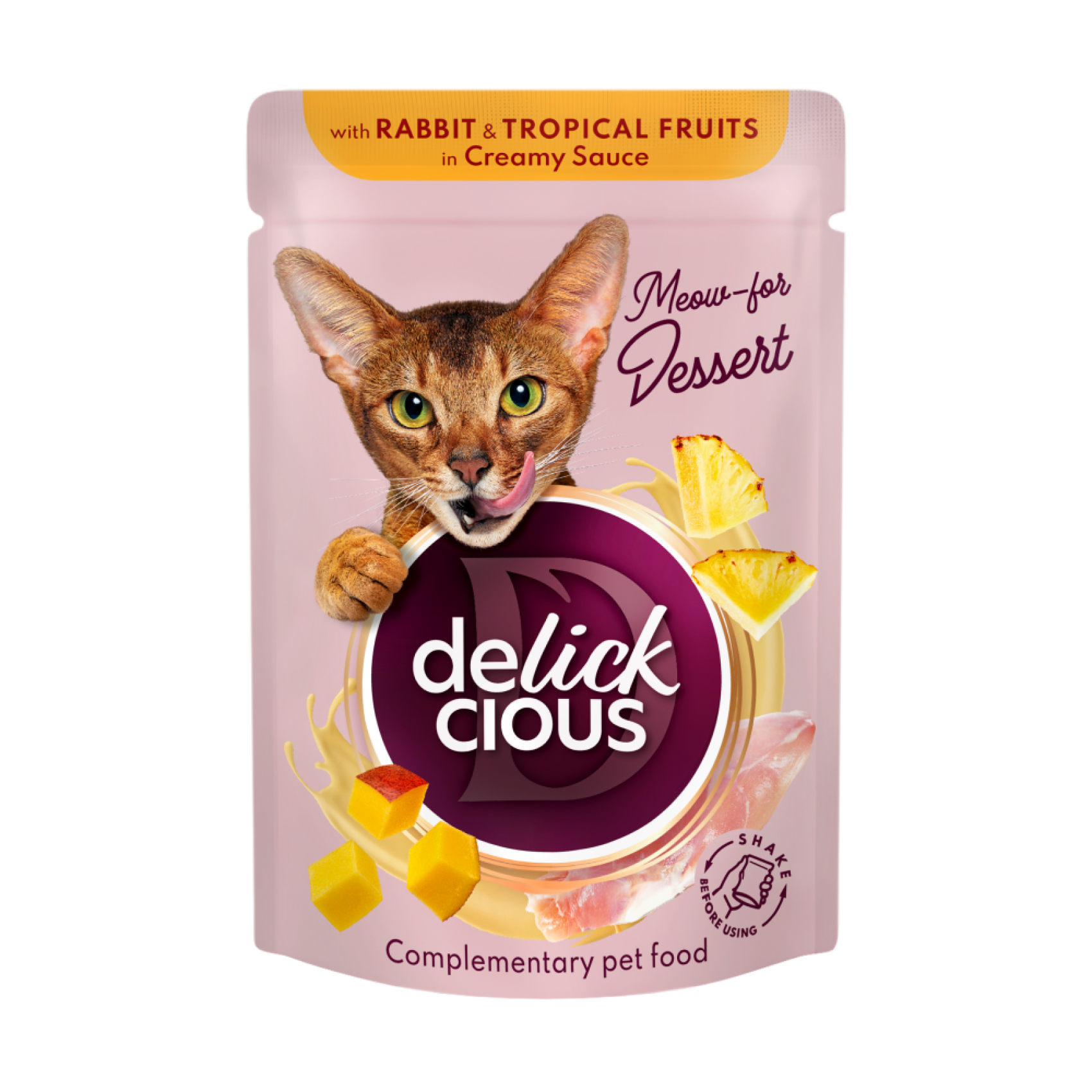 Влажный корм для кошек Delickcious 80 г - кролик и тропические фрукты 12шт