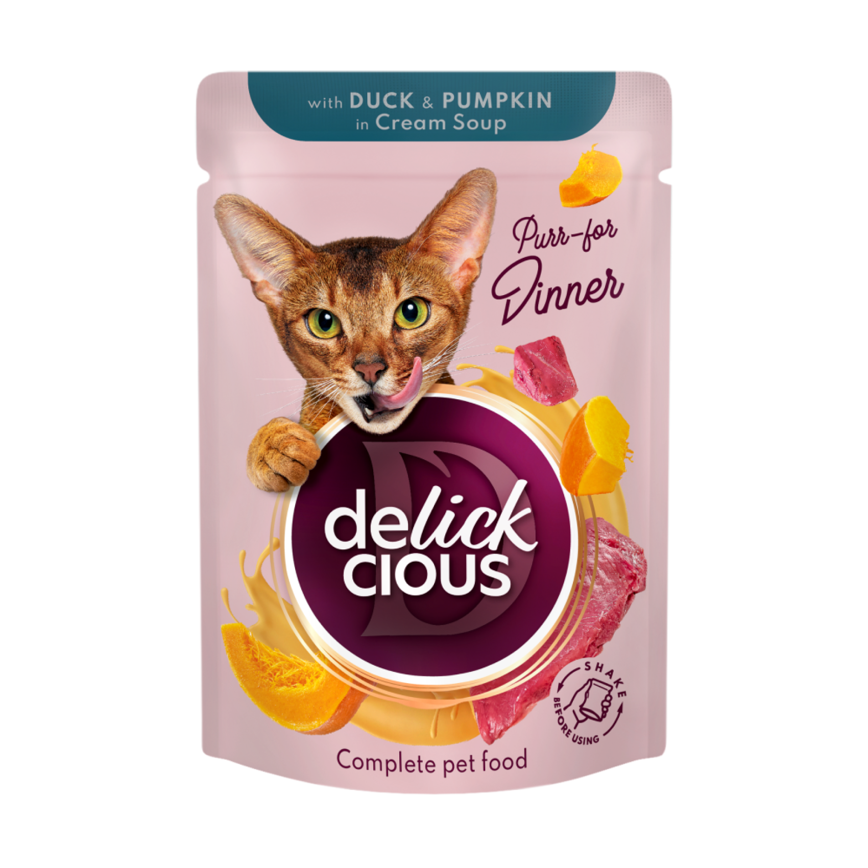 Суп для кошек Delickcious 85 г - утка и тыква 12 шт
