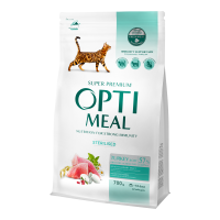 Сухий корм для дорослих стерилізованих котів Optimeal Adult Cat Sterilised індичка і овес 700 г