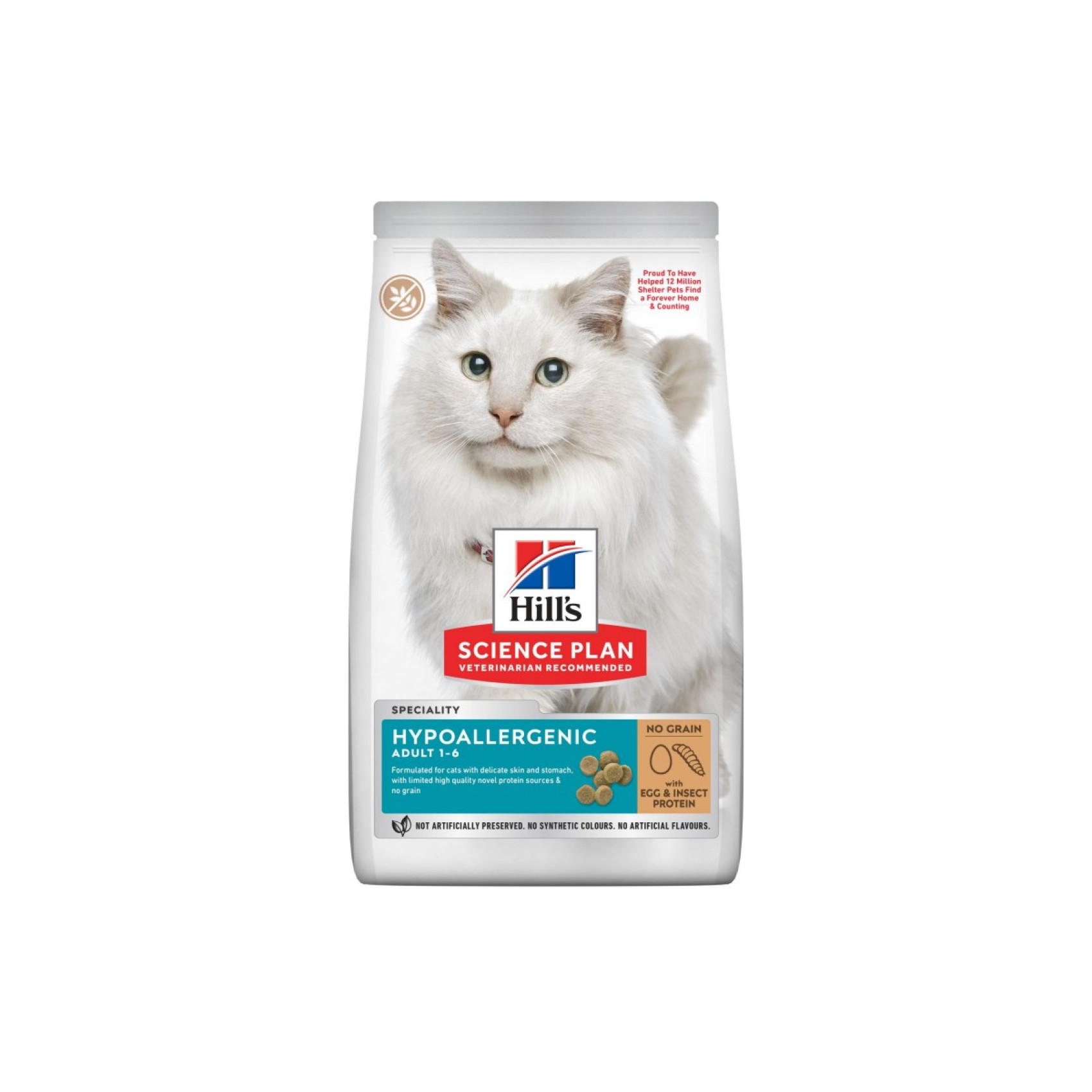 Беззерновой сухой корм кошек Hills Wet SP Feline Adult Hypoallergenic, белок яйца и насекомых, 1.5 кг