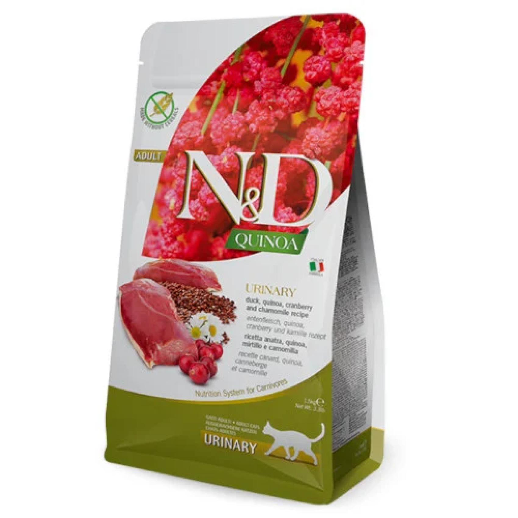 Сухой корм Farmina N&D Urinary для взрослых кошек, профилактика мочекаменной болезни, утка, киноа, клюква и ромашка, 1.5 кг