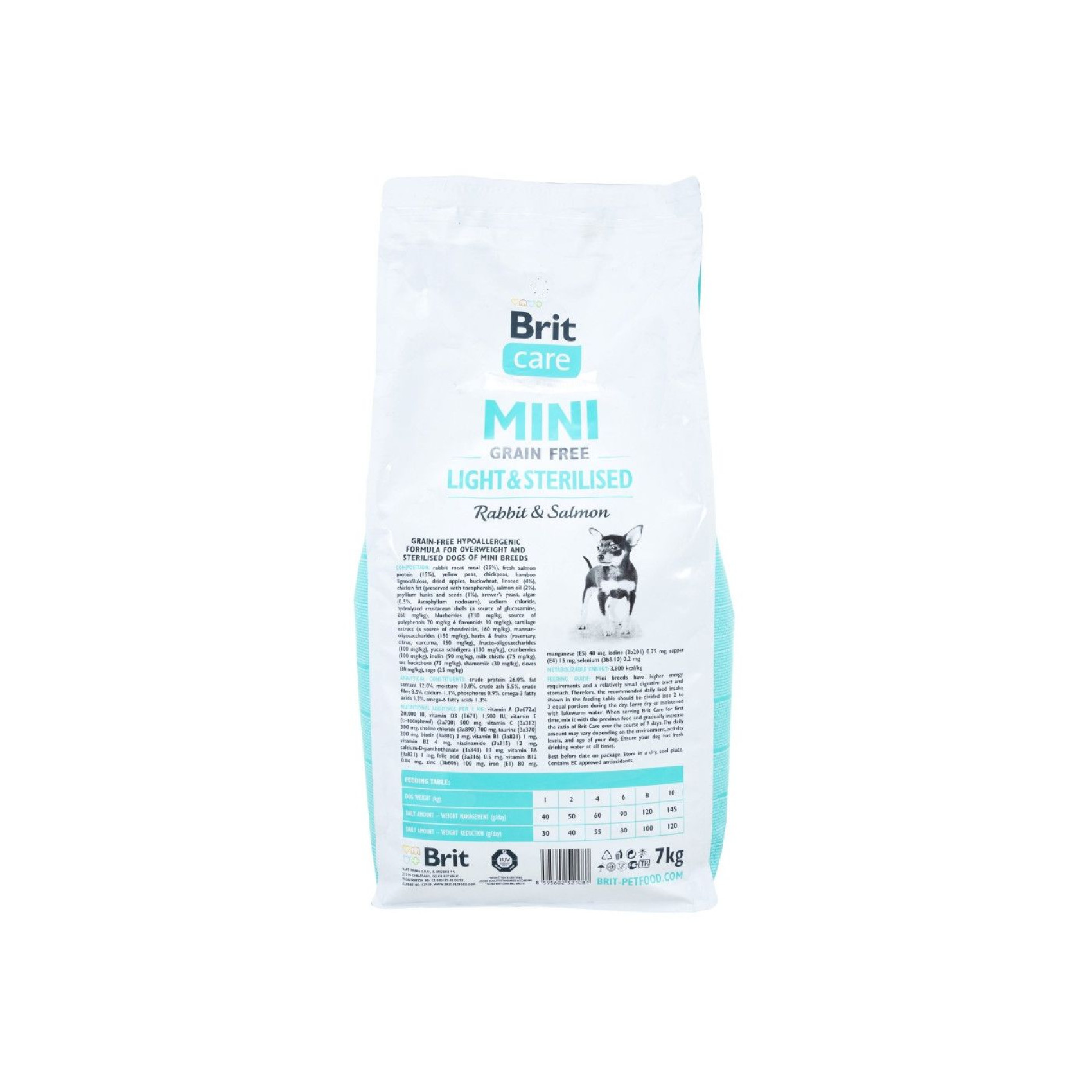 Сухой корм для собак Brit Care Grain Free Mini Light & Sterilised 7 кг - лосось и кролик