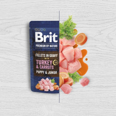 Влажный корм для щенков Brit Premium By Nature 85 г - индейка и морковь