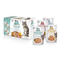 Набор влажных кормов для кошек Brit Care Flavour box Sterilized pouch 12 шт х 85 г
