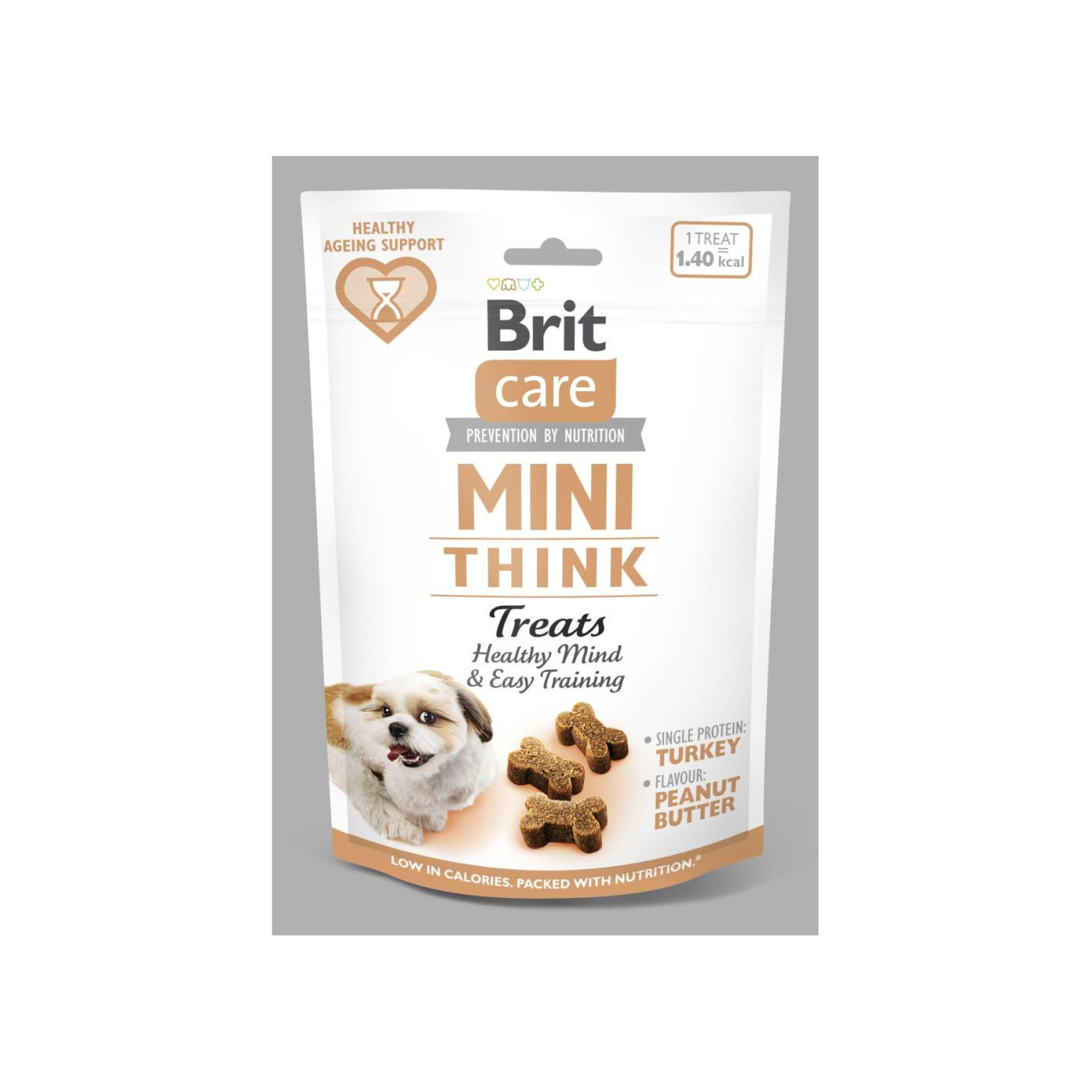 Ласощі Brit Care Mini Treats Think д/собак малих порід д/розумових здібностей індичка смак арахісове масло 50 г