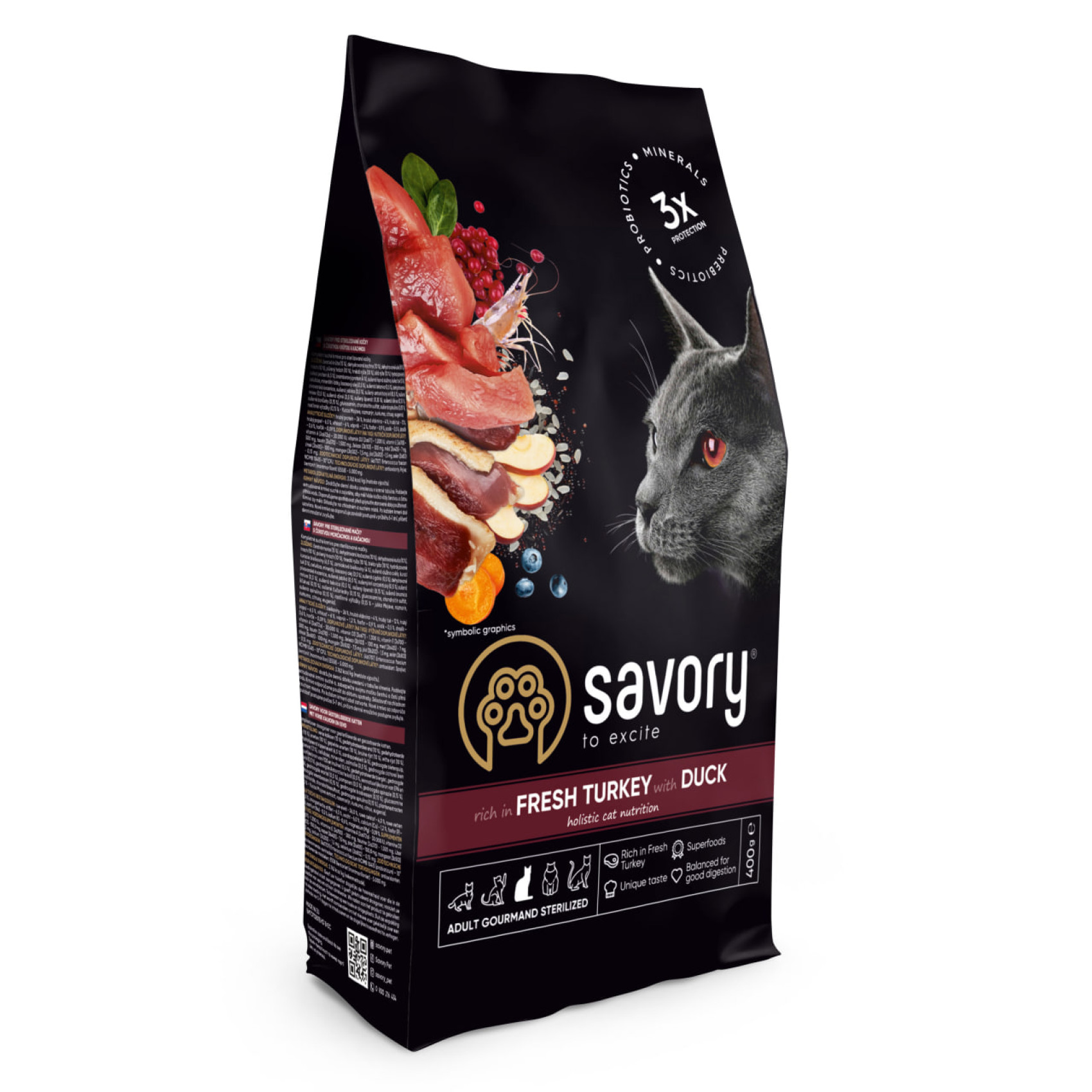 Сухой корм Savory Adult Cat Steril Fresh Turkey and Duck 400 г - с индейкой и уткой