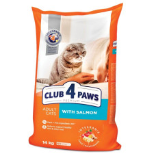 Сухой корм для взрослых кошек Club 4 Paws Premium 14 кг - лосось