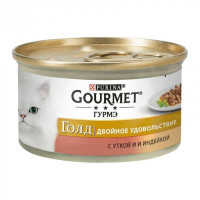 Gourmet Gold (Гурме Голд) консерви для котів з качкою і індійкою, шматочки в соусі 85г*24шт